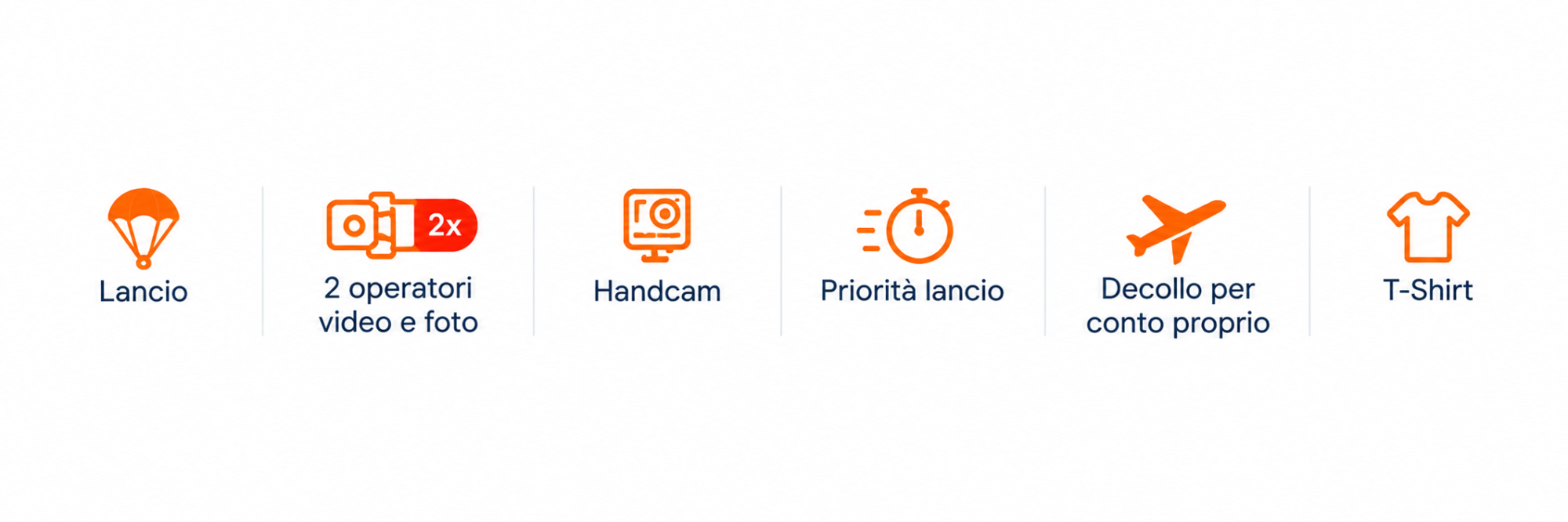 Lancio con 2 operatori video e foto + Handcam + priorità lancio + decollo per conto proprio + T-shirt